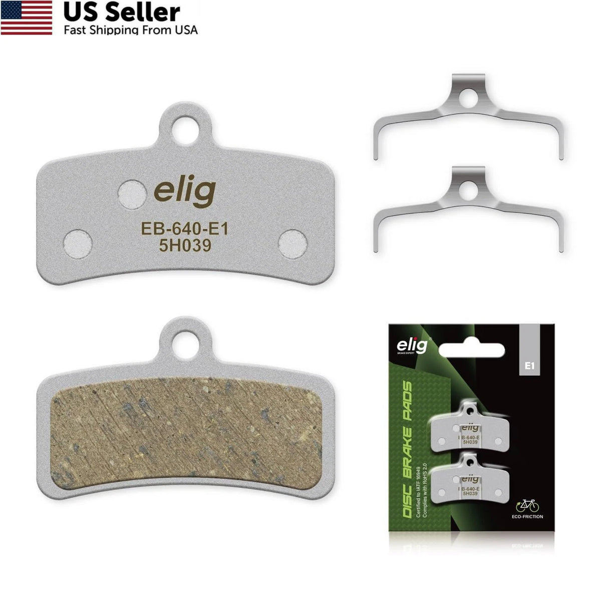 Disc Brake Pads for ELIG Bike (24.3 x 39.4 x 4.0 mm, Matte Silver)
