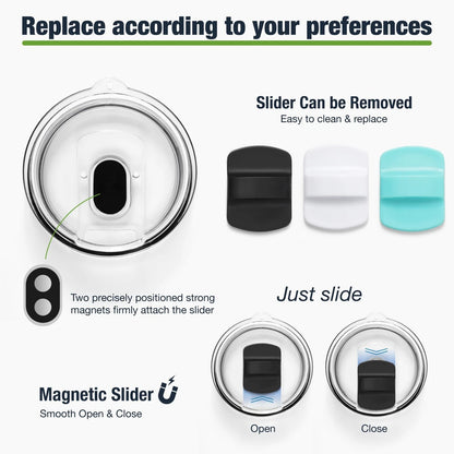 Set of 2 Magnetic Tumbler Lids for YETI 20 oz (BPA Free, Black)