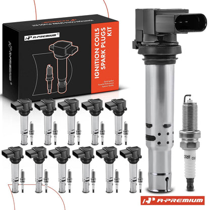 Set of 12 Ignition Coils & Iridium Spark Plugs for Audi A8 Quattro (2012–2016) - 07P905715, UF-662, UF662