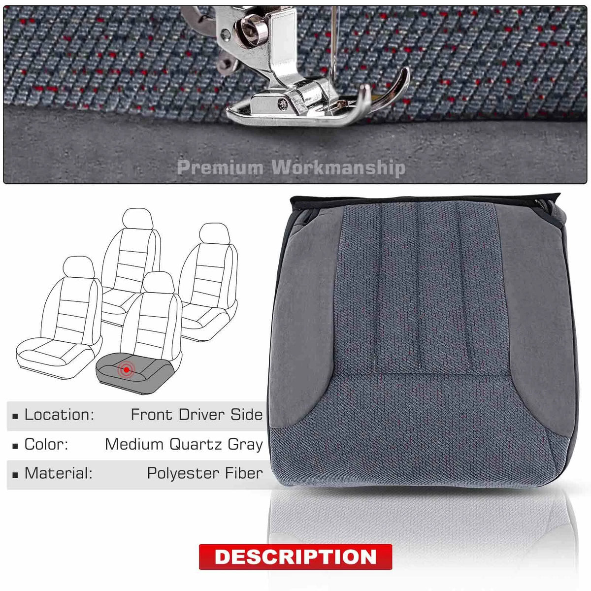 Seat Bottom Cover for Dodge Ram 1500 2500 3500 (1994–1996) DGRM9496DBGC