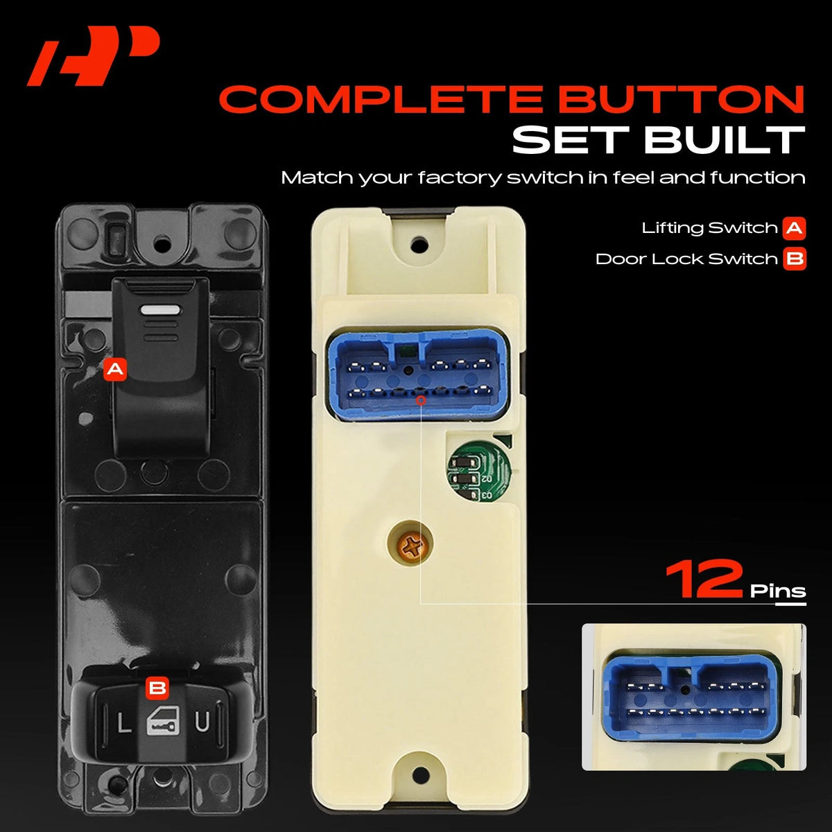Front Right Power Window Switch for Chevy Colorado GMC Canyon (2004–2012) - 15205244, 15897773, DWS762
