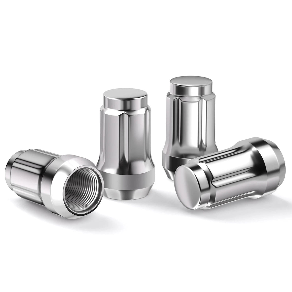 Set of 4 Closed End Acorn Lug Nuts for Tuner Vehicles (12x1.25, Chrome)