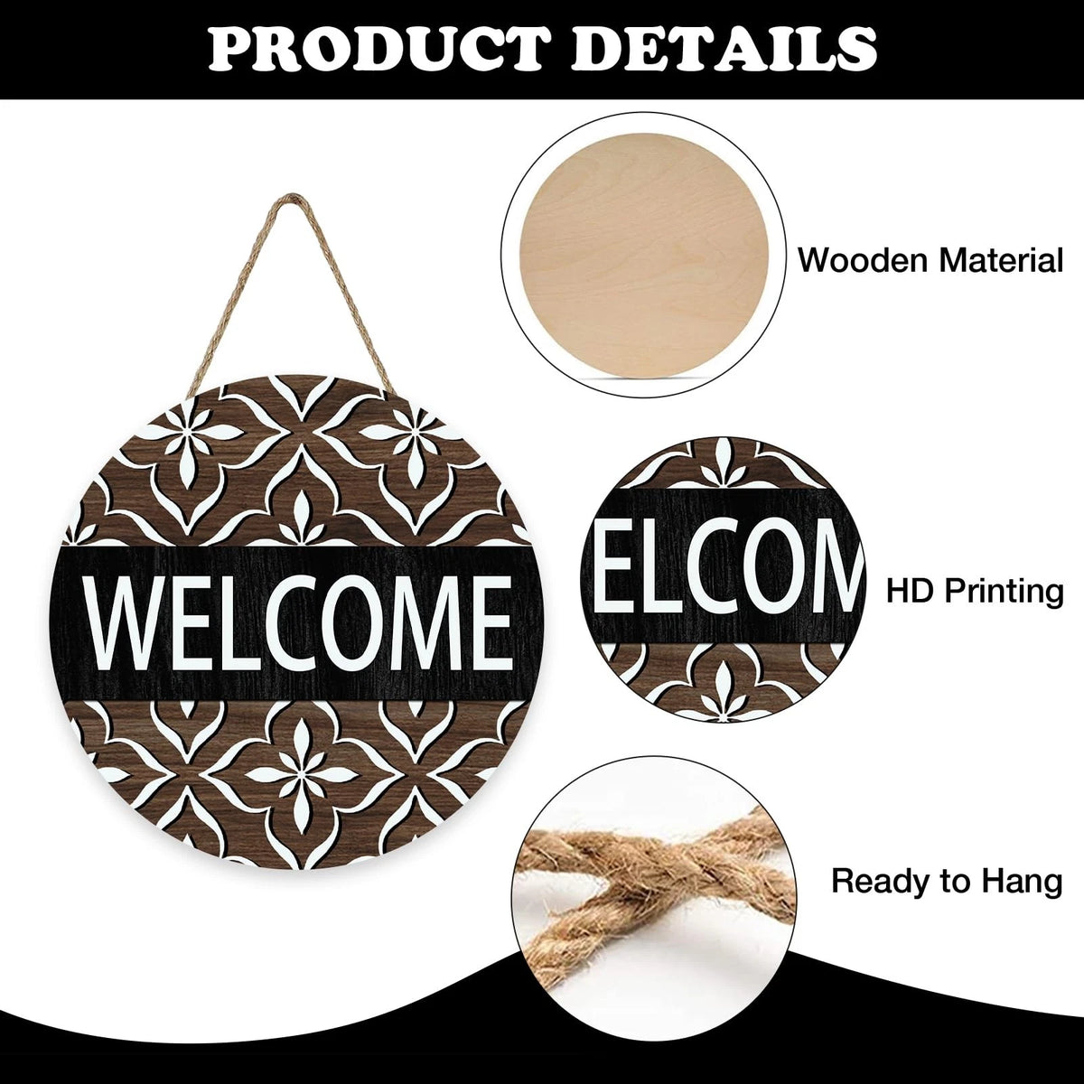 Vintage Floral Welcome Front Door Sign 12x12