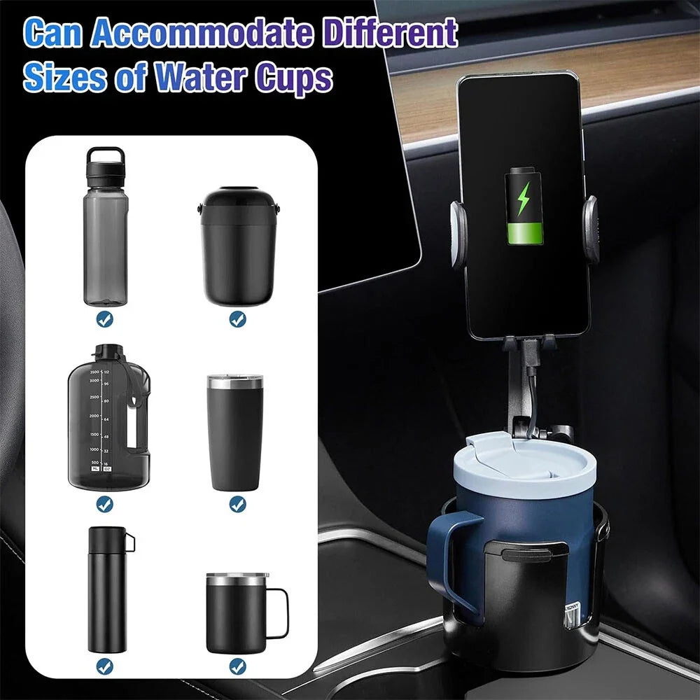 Wireless Car Cup Holder Charger Adapter for All Smartphones (Black)