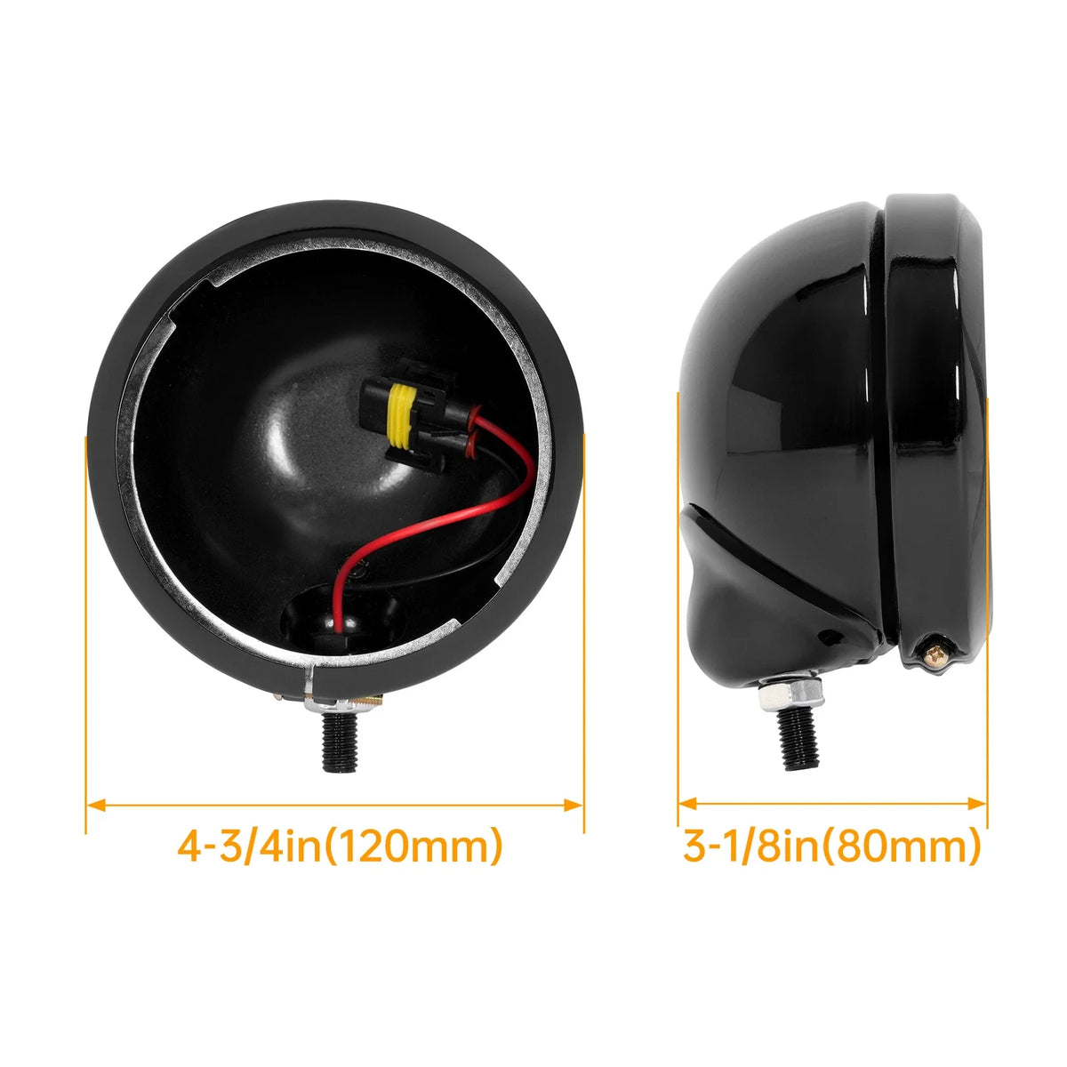 2X 4.5'' Gloss Black LED Fog Light Housing for Harley