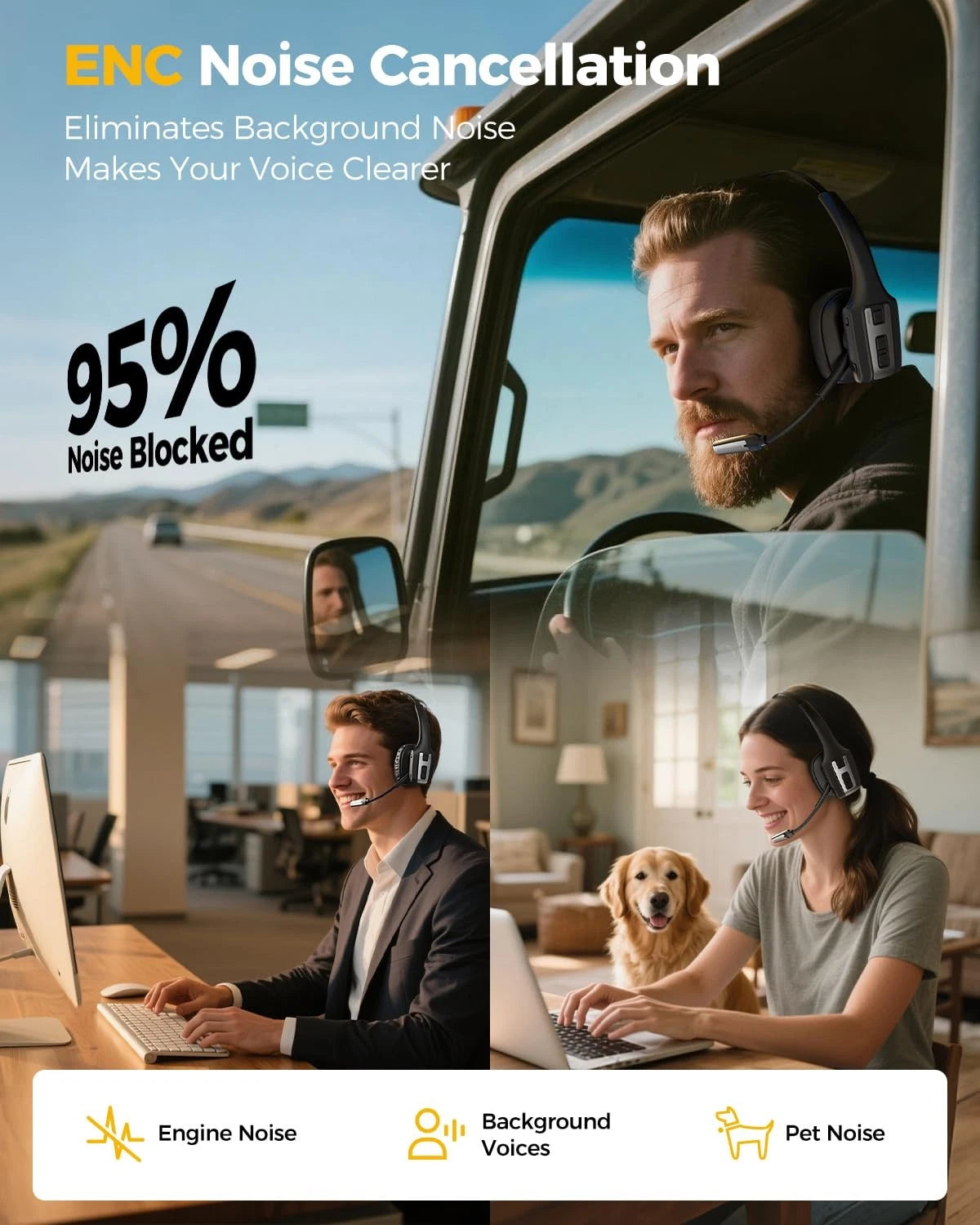 Wireless Bluetooth Headset for Adjustable Trucker (2010–2023)