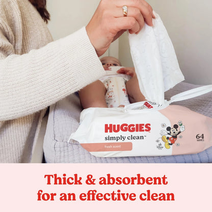 Set of 3 Huggies Simply Clean Fresh Scent Baby Wipes, 64 Count