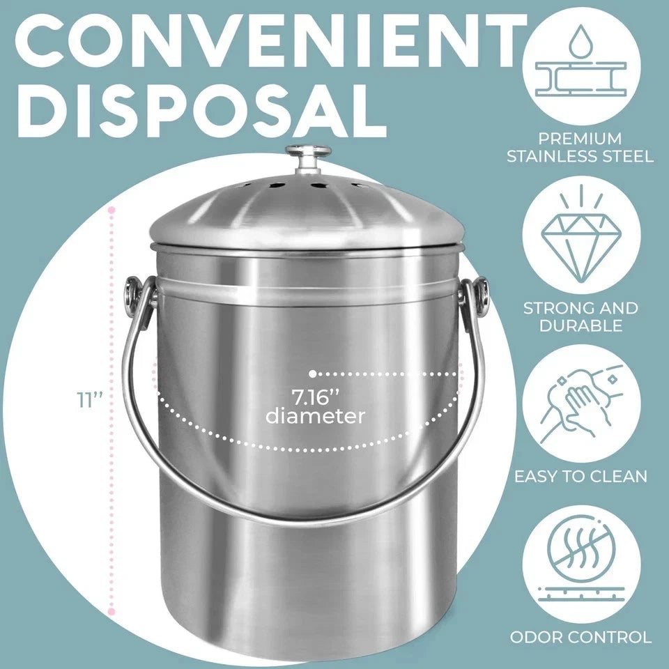 1.3 Gallon Odorless Compost Bin for Kitchen (No Part Numbers)