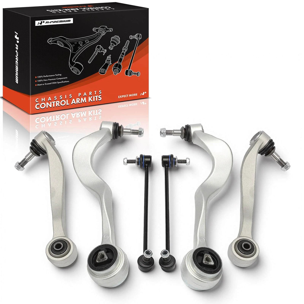 Set of 6 Front Lower Control Arm Sway Bar Links for BMW 525i 2004–2010, 530i 2004–2007 (31306781547, 31306781548)