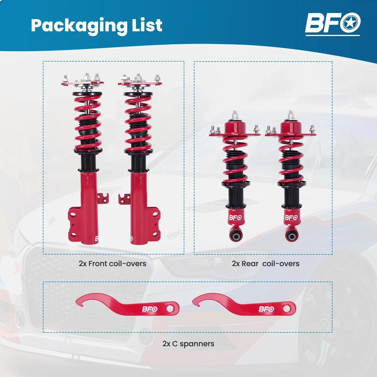 BFO Coilovers Suspension Lowering Kit for Scion tC (2005–2010)