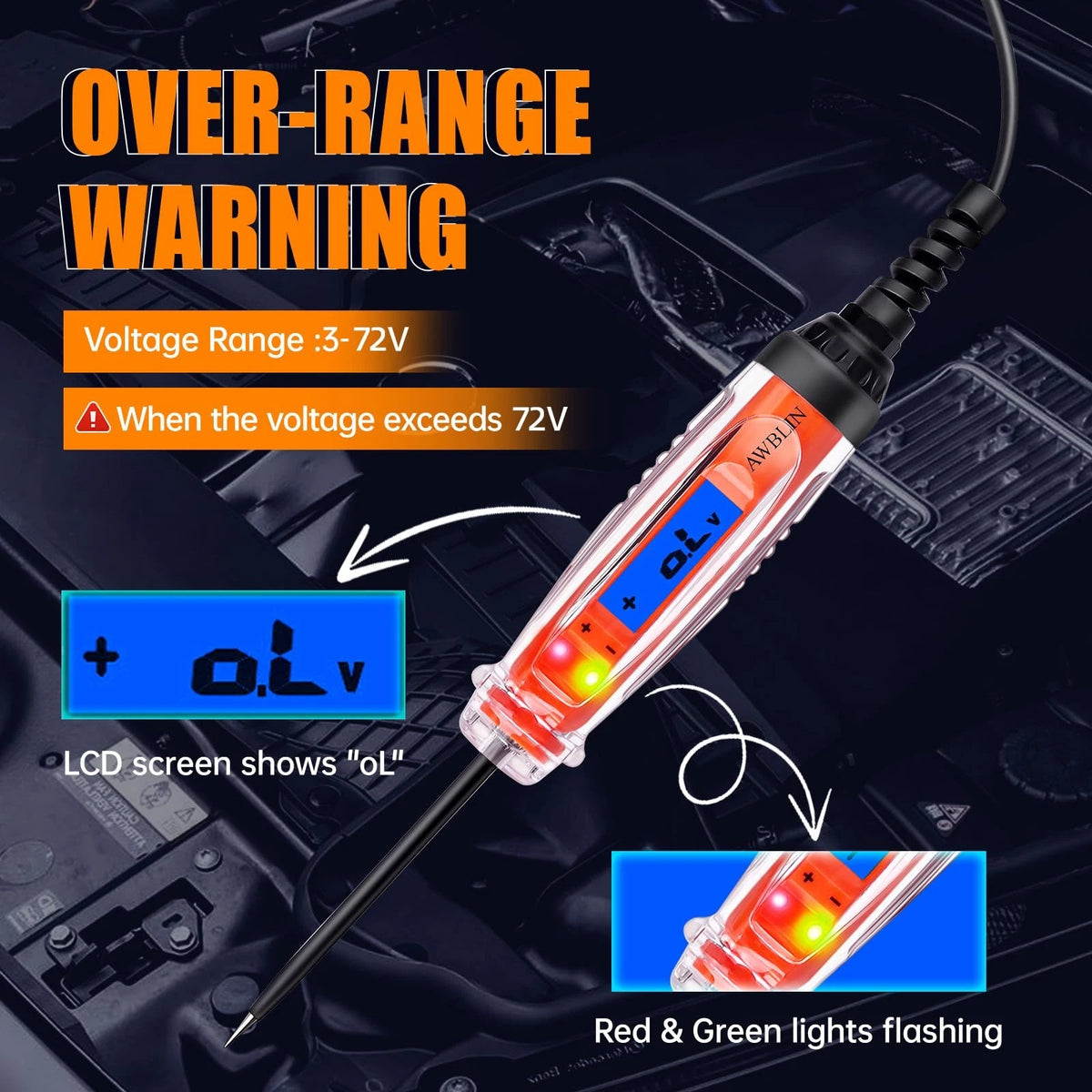 Digital Test Light for Automotive (3-72V DC)