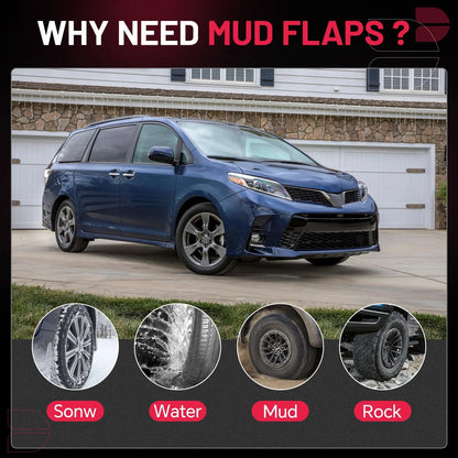 Mud Flaps Splash Guard for Toyota Sienna (2018–2020) 3.5L L LE XLE (4pcs)