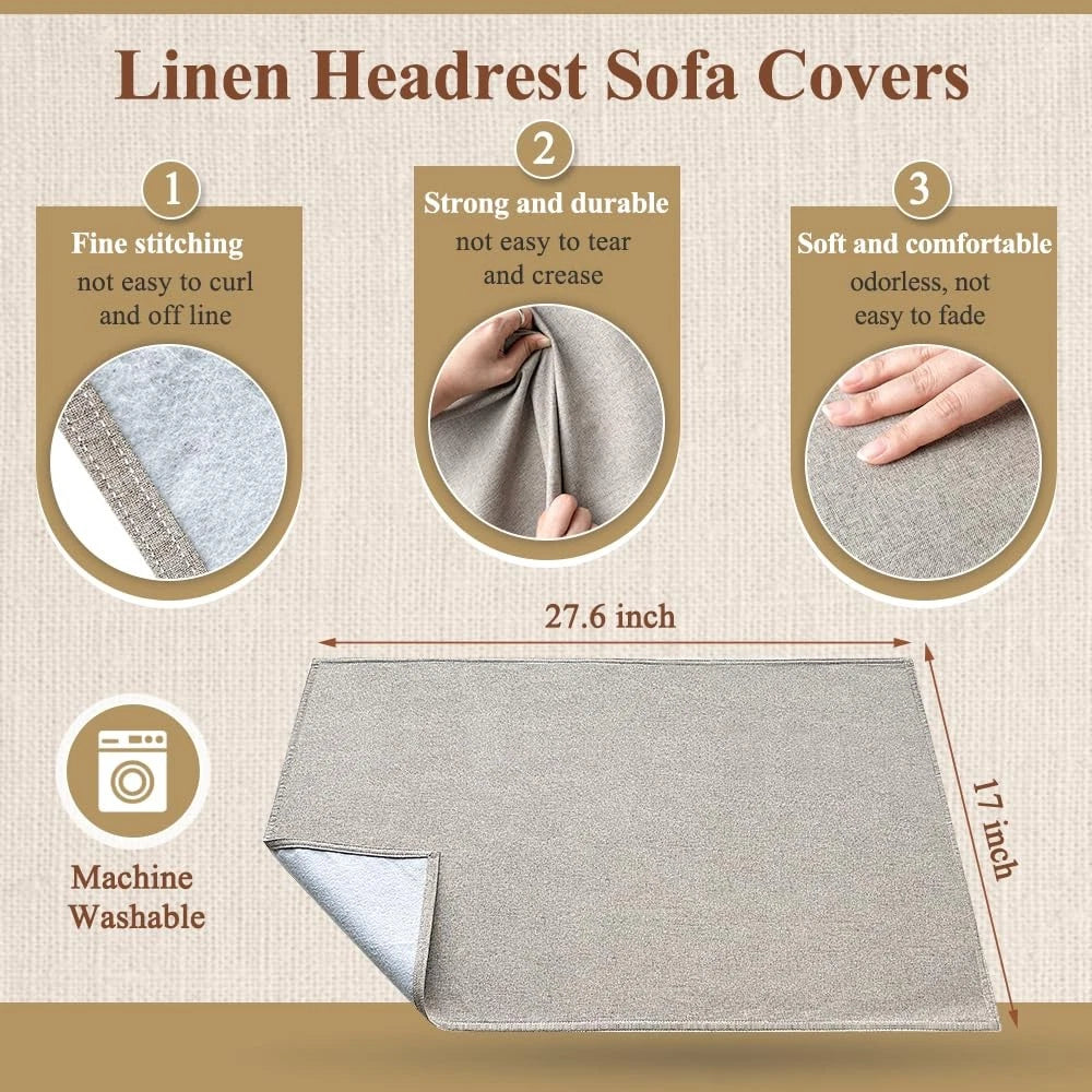 2X Recliner Headrest Protector for ECISZ (26.7 x 17 inches, Beige)