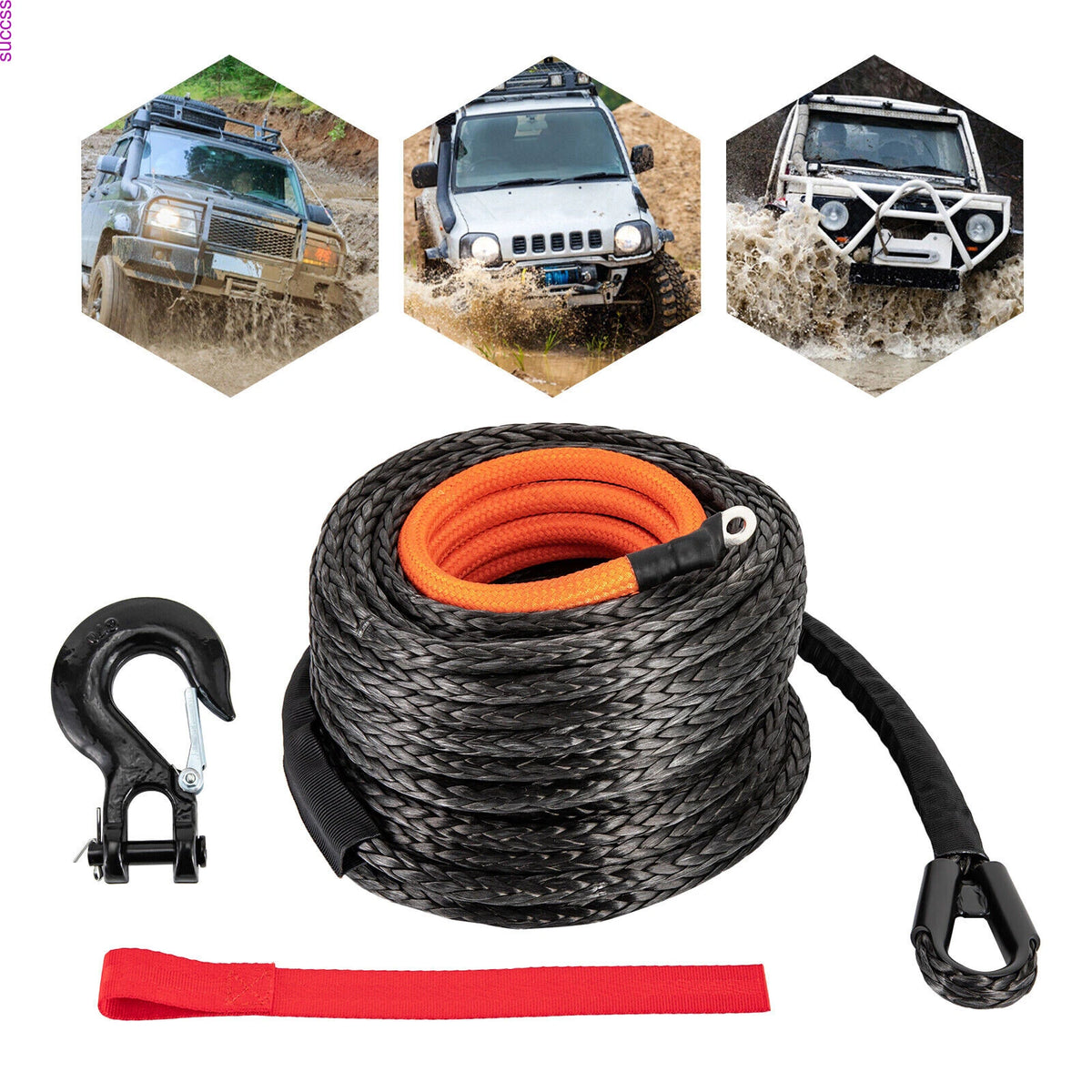 Synthetic Winch Rope Line 3/8" x 92ft for Truck SUV (25500LBS)