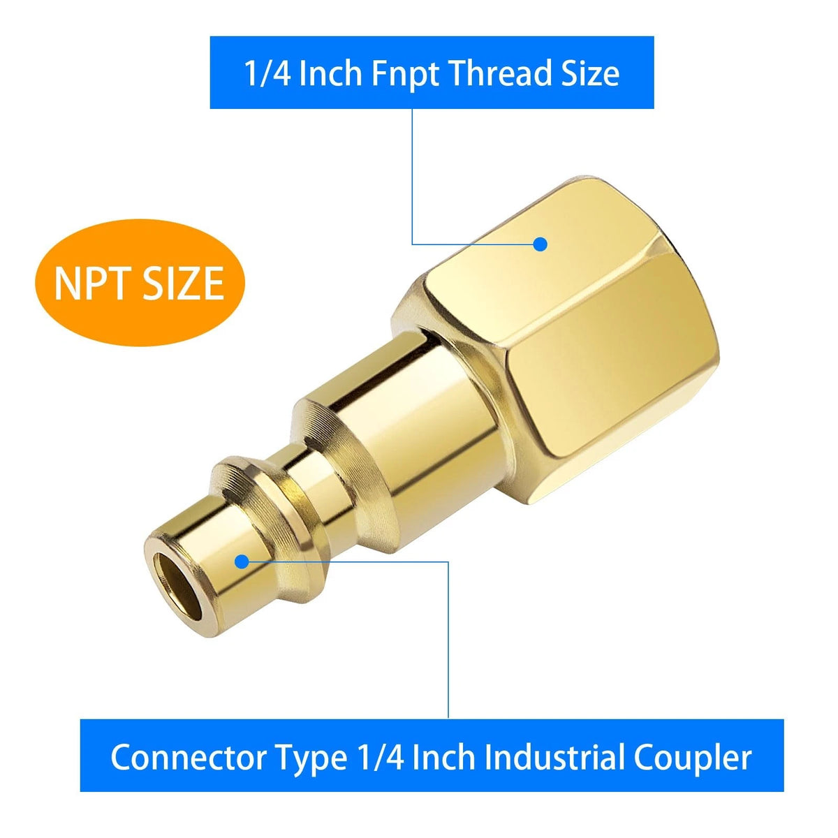 1/4 Inch Air Hose Fittings for Compressor (0.25 inches) - Yellow