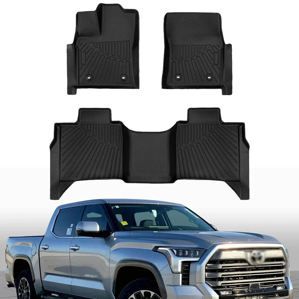 Set of 3 TPE Rubber Waterproof Floor Mats for Toyota Tundra Crew Max Cab (2022–2025)