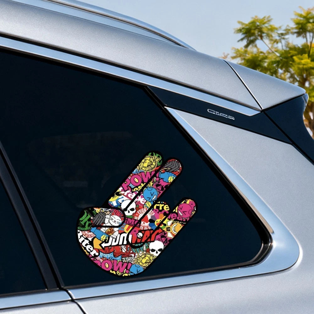 Graffiti Finger Stickers for Car Windows, Laptops - Self-Adhesive Design