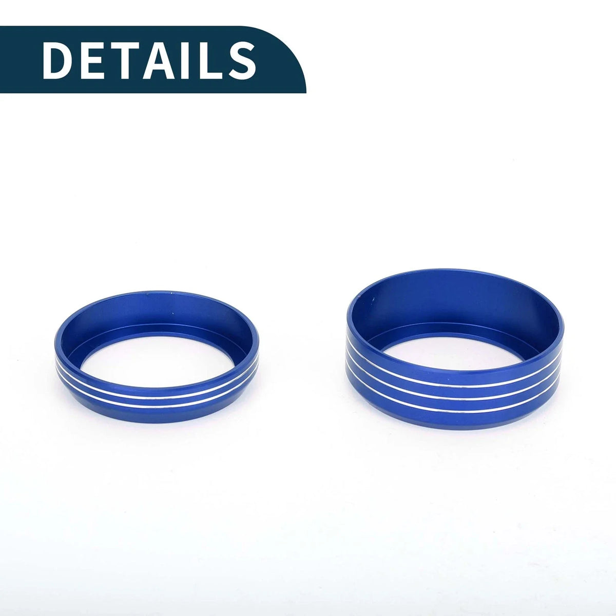 2X Media Volume Gear Shift Switch Knob Cover Ring for Ford Mach-E (2021–2024) Blue