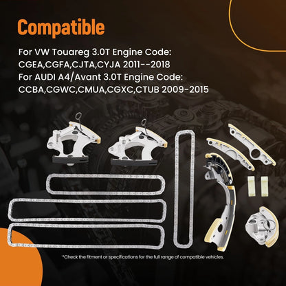 Timing Chain Kit for Audi A4 A6/S6 Q7 3.0T (2011–2018) SQ07KW, 06E109218T