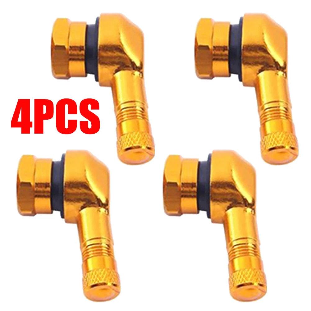 4pcs 11.3mm Tire Wheel Stem Valve for Motorcycle 90 Degree Angled Gold