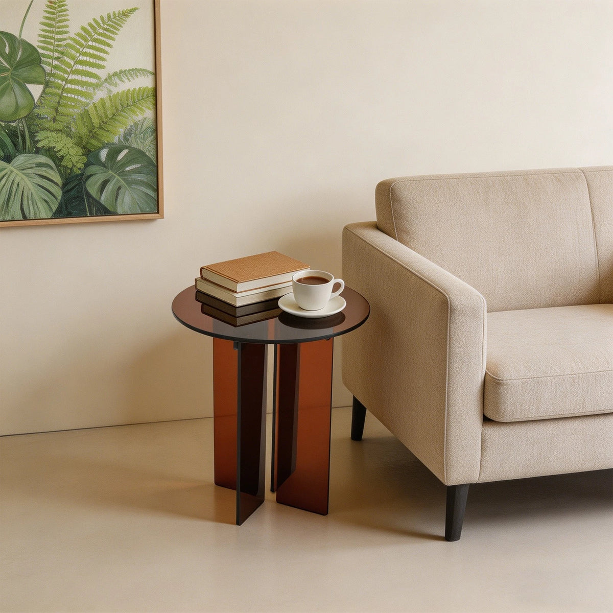 Acrylic Coffee Table for Nordic Living Room (Dark Brown)