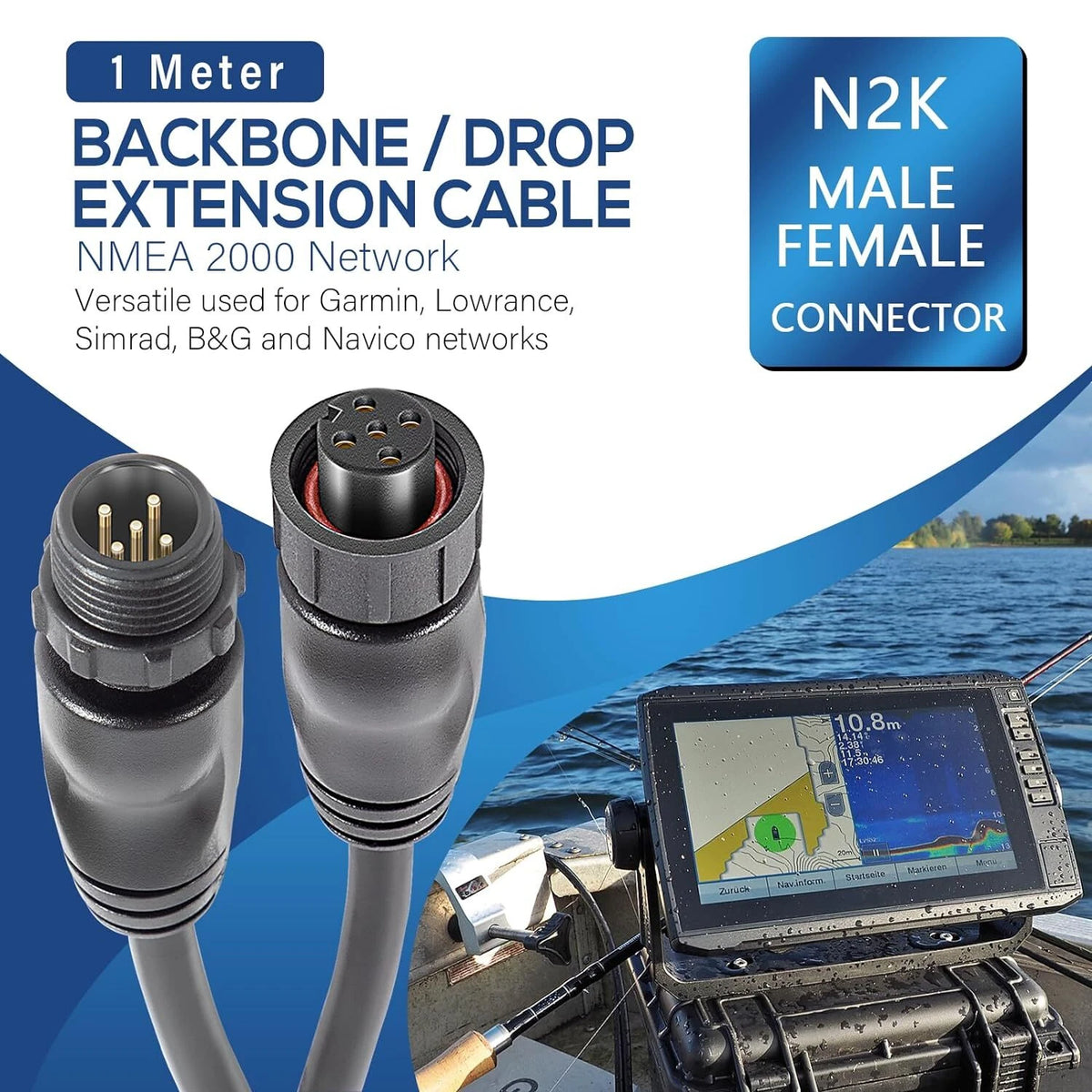 1 Meter NMEA 2000 Backbone Drop/Extension Cable for Lowrance Simrad Garmin