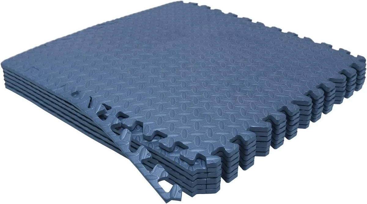 Set of 12 Blue EVA Foam Interlocking Exercise Mats for Gym Fitness Yoga