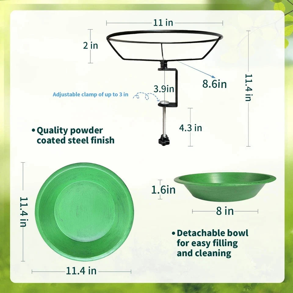 12 Inch Metal Bird Bath Bowl for Deck Mounting