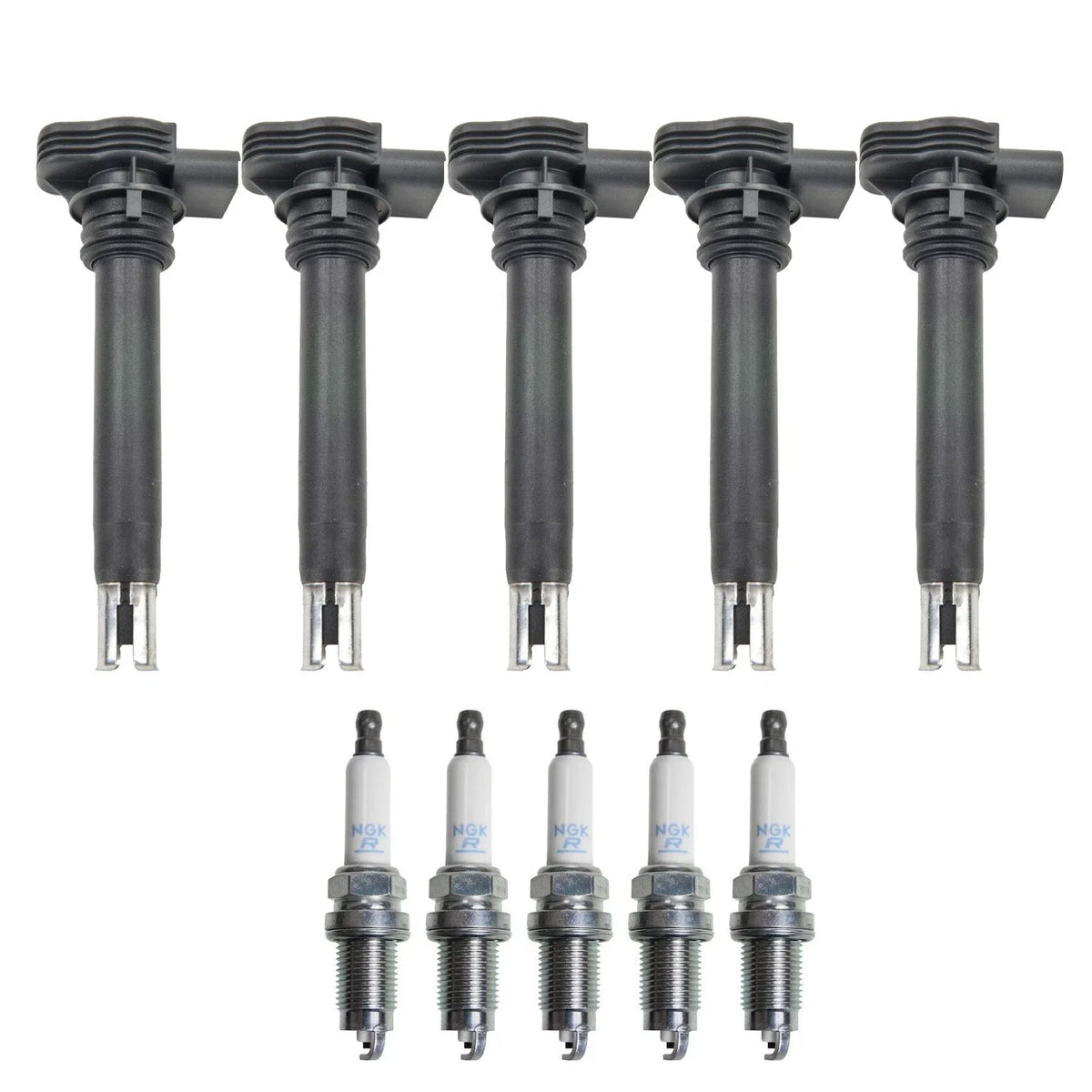 Set of 5 Ignition Coils & Spark Plugs for VW Beetle Golf Jetta (L5)