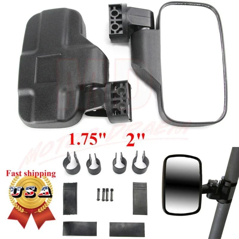 2" Breakaway Side & Rear View Mirror Set for Polaris Can-Am Commander (2011–2023)