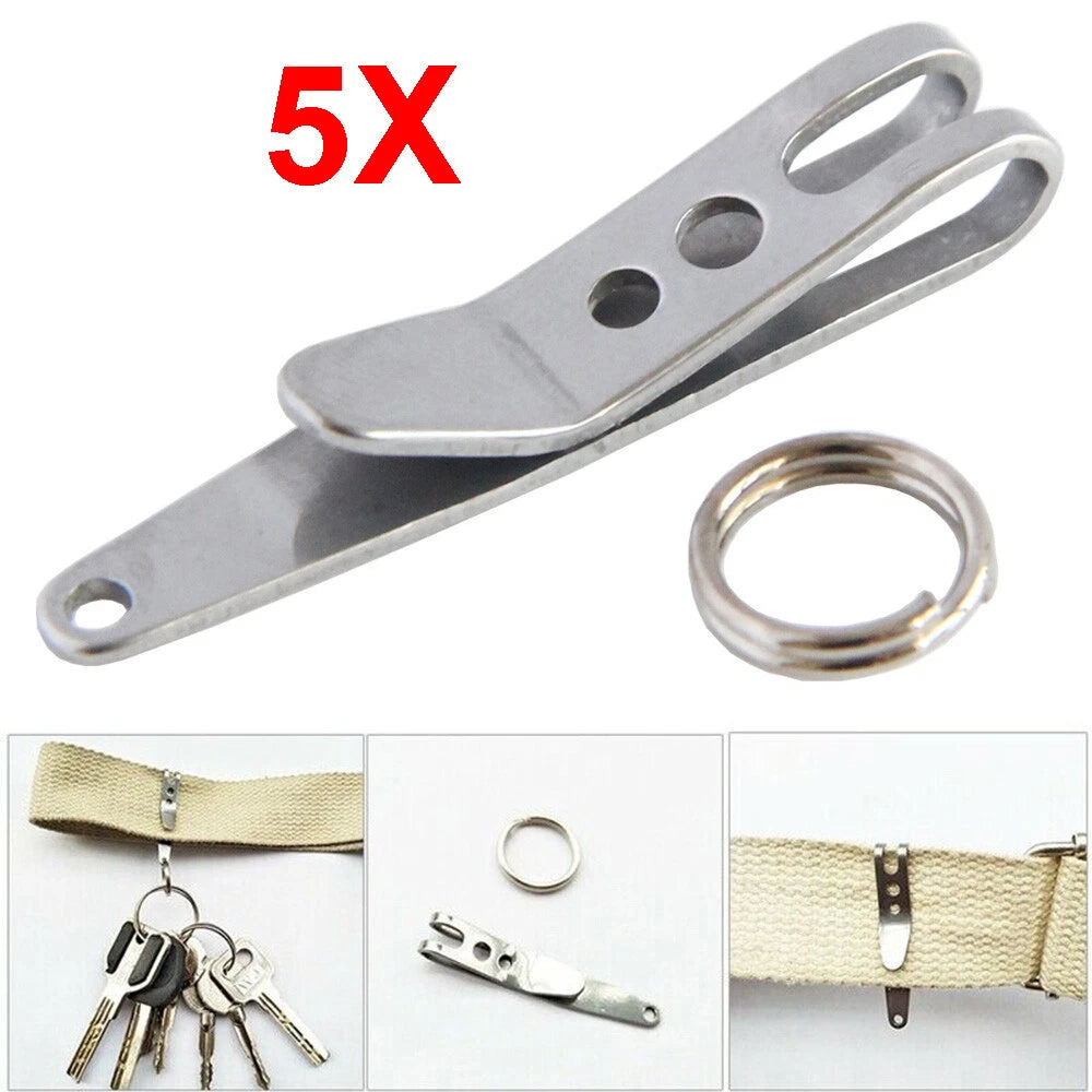 5pcs Mini EDC Gear Pocket Suspension Clip Hanger Tool Key Ring Keychain