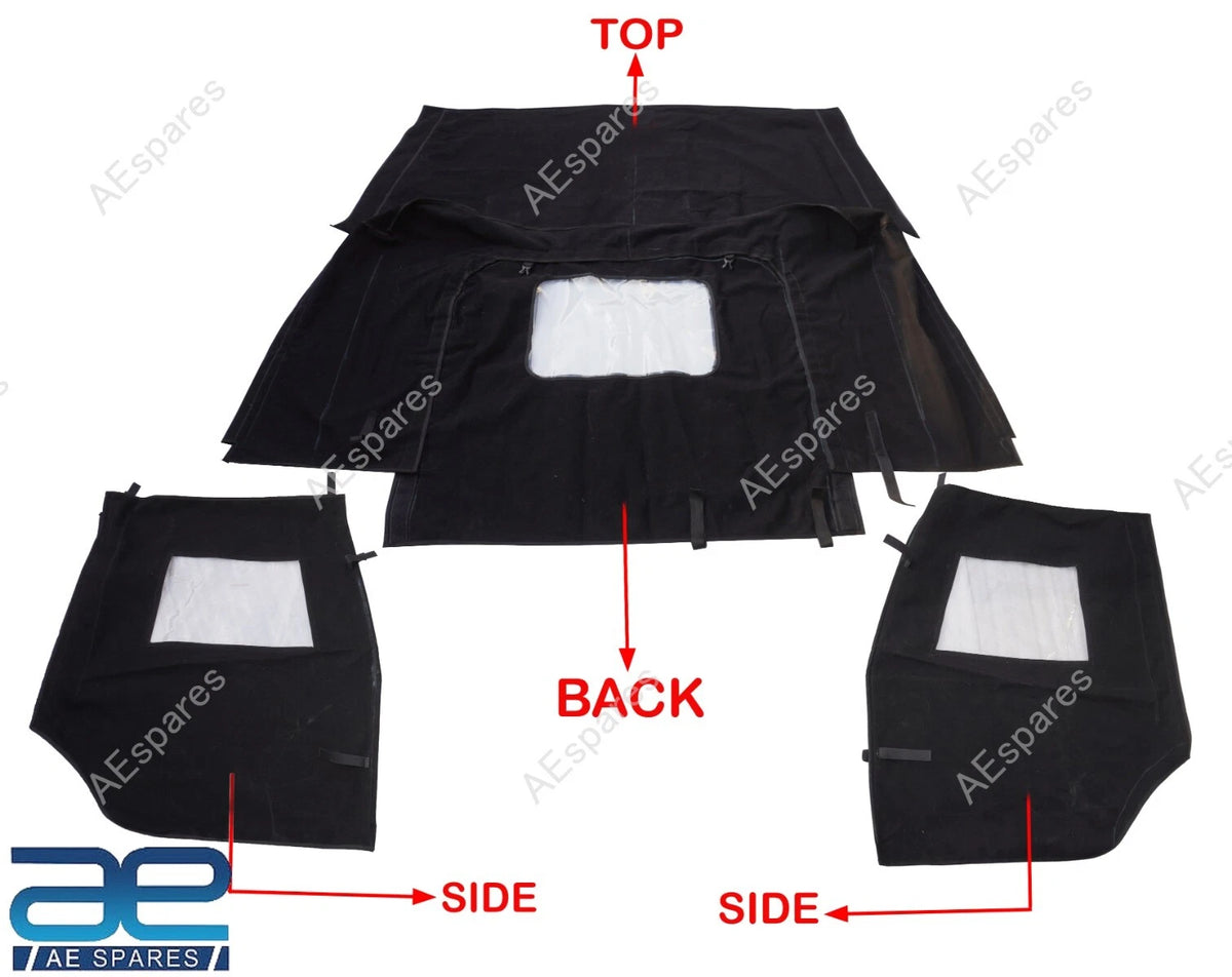 Canvas Half Cabin Soft Top with Frame for Willys Jeep CJ2A CJ3A (1945–1953)