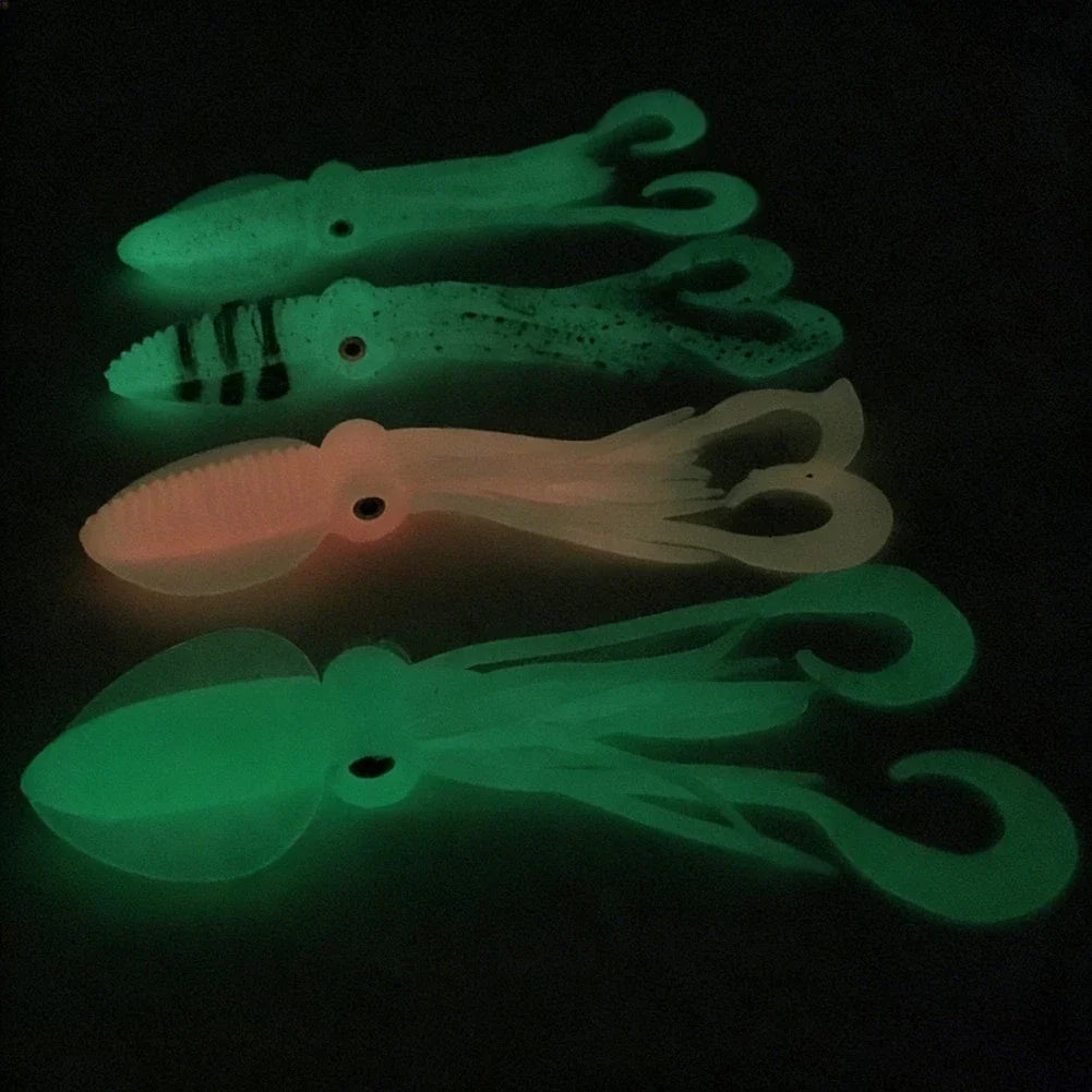 Fishing Soft Lure Twin Tail UV Glow for Saltwater Tuna Cod Sea Bass (12-18cm)