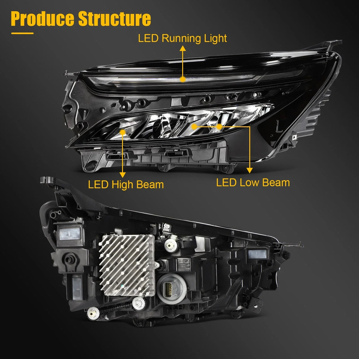 Left Full LED Black Headlight for Chevrolet Equinox (2022–2024)