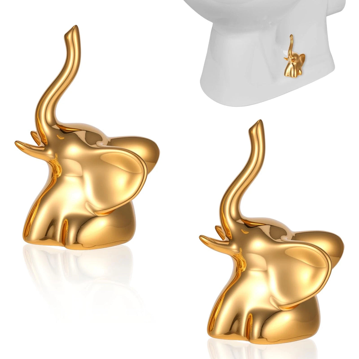 2Pcs Decorative Gold Ceramic Toilet Bolt Covers 3.46in x 1.97in