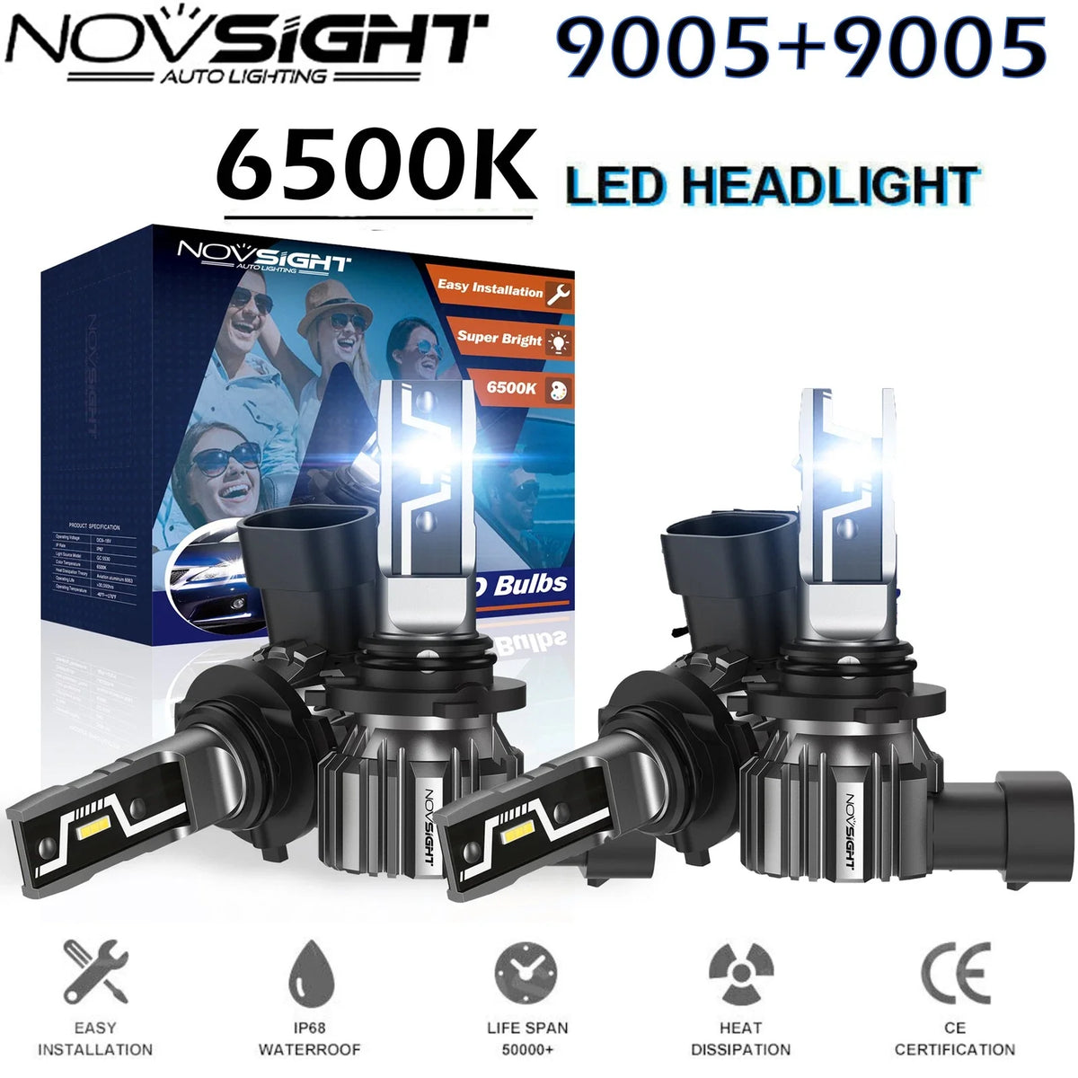 4X 9005 HB3 LED Headlight Bulbs Kit for Chrysler 200 300 (2016–2017)