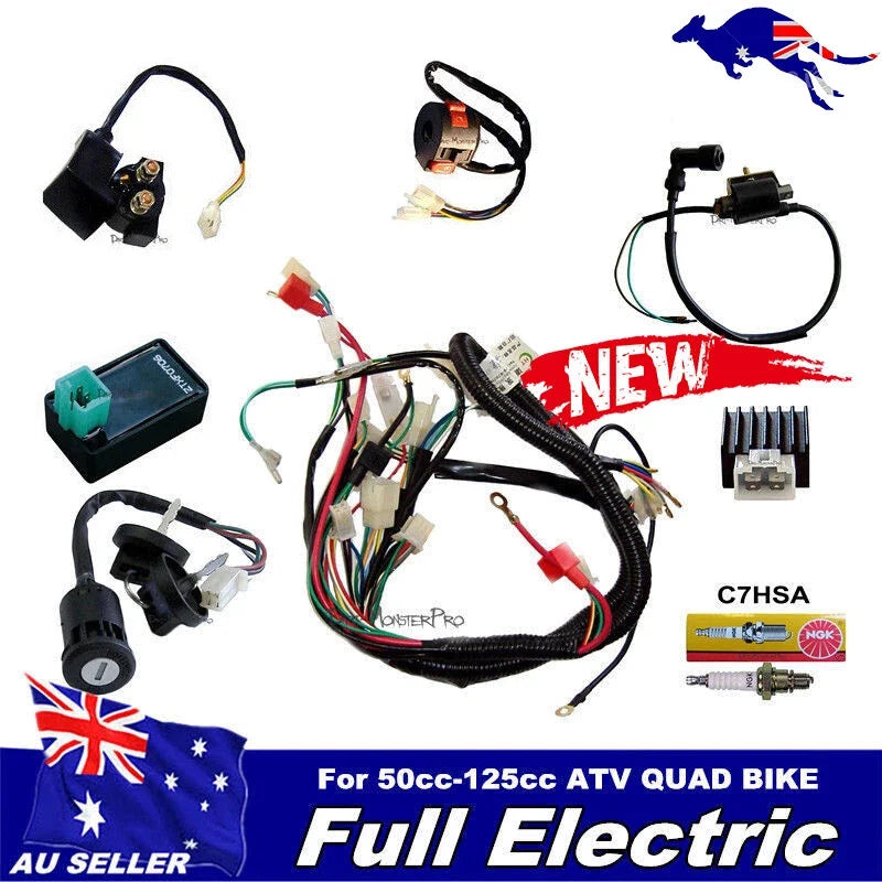 Wiring Harness CDI Coil Kill Key Switch for 50cc 110cc 125cc ATV Quad Bike Buggy (Mon)