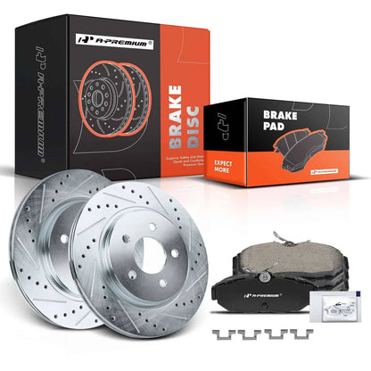 Set of 6 Rear Drilled Brake Rotors & Pads for Ford Mustang (2010–2014)