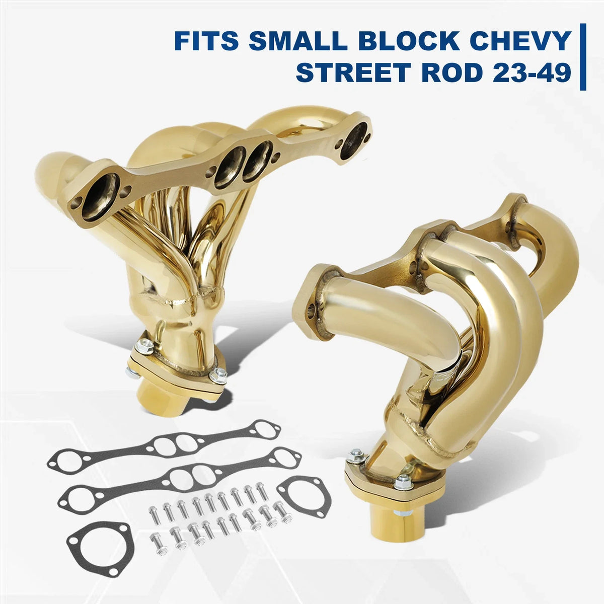 Stainless Steel 304 Gold Exhaust Header for Street Rod SBC Small Block (1923–1949)