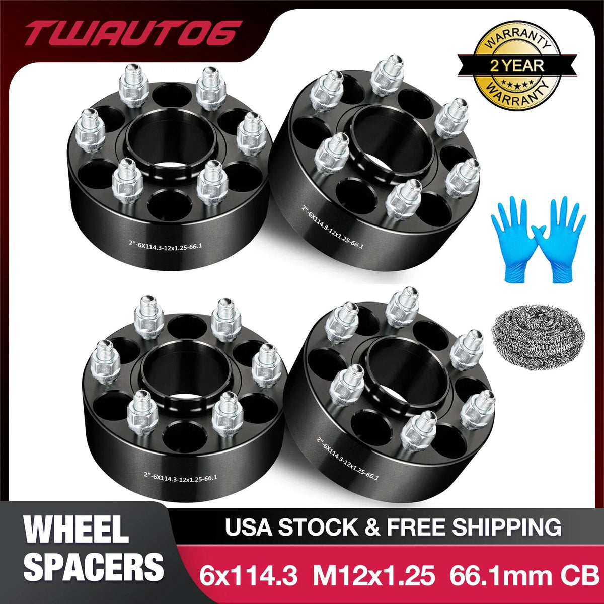 4pcs 2" 6x4.5 Hubcentric Wheel Spacers M12x1.25 for Nissan Xterra Pathfinder (2005–2014)
