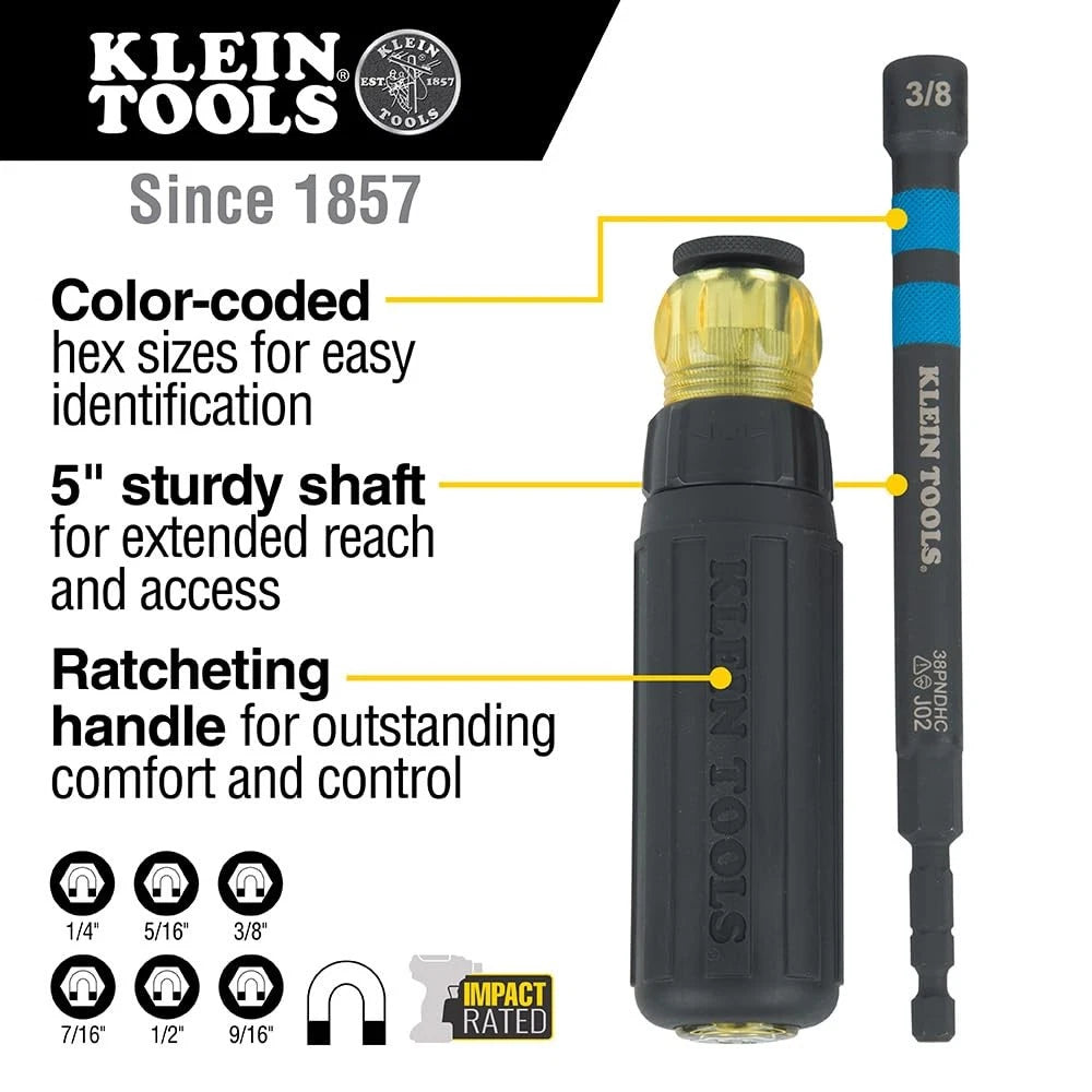 Ratcheting Impact Rated Hollow Power Nut Driver for Klein Tools (No Year)