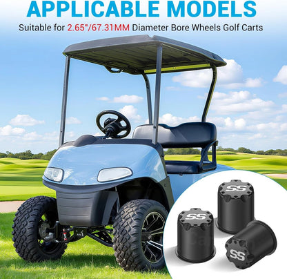 Black SS Center Cap Cover for Golf Cart (2.65" Dia Bore)