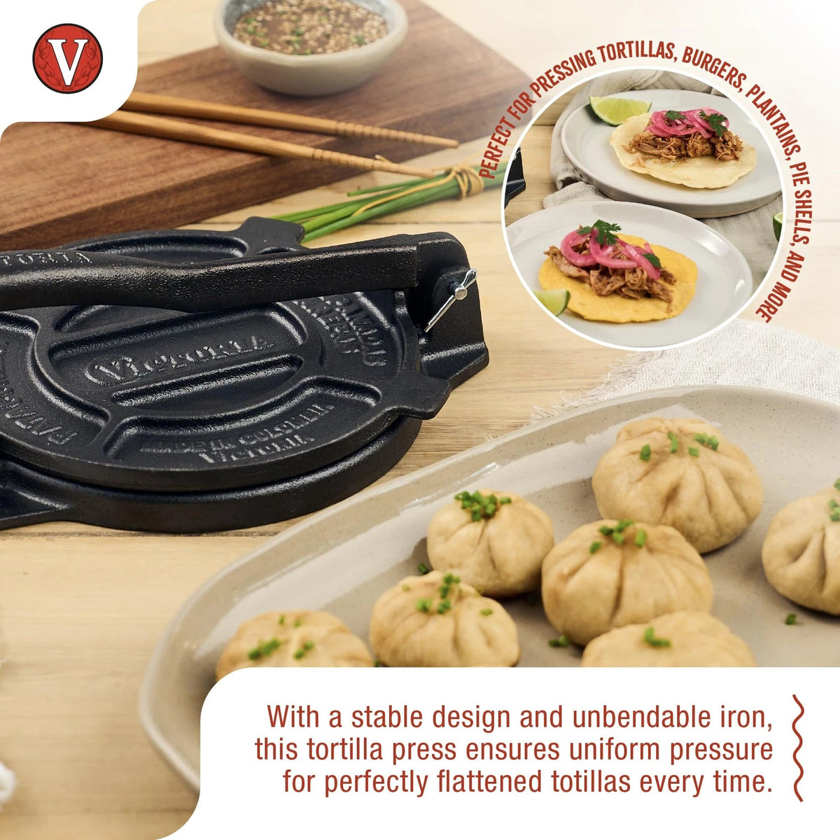 6" Cast Iron Tortilla Press for Tortillas and Roti Maker