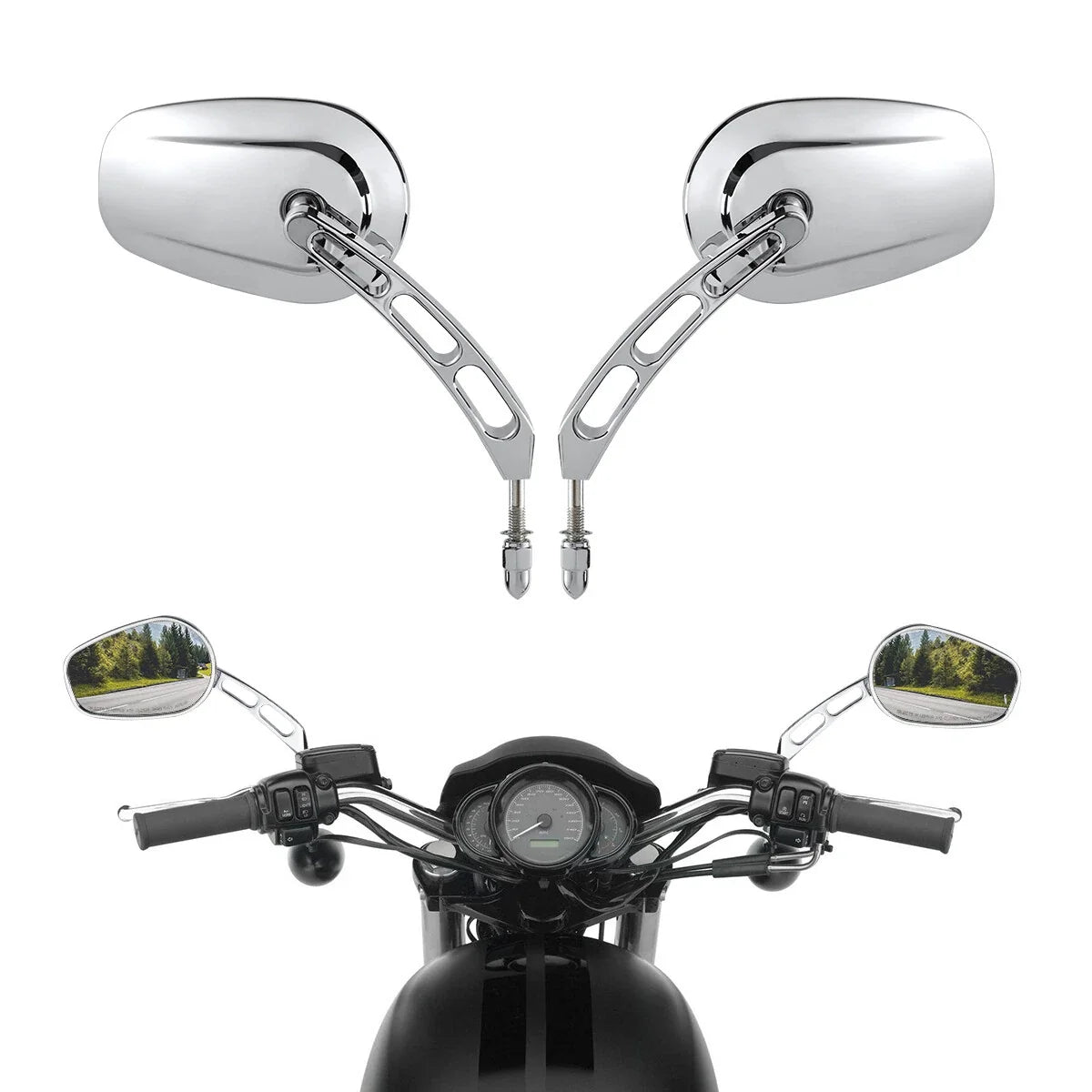 Chrome RearView Mirror for Harley Street Fat Bob Wide Glide Low Rider (2014–2020)