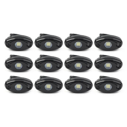 12PCS White 9W LED Engine Rock Light Kit for Jeep Truck SUV (Off-Road)