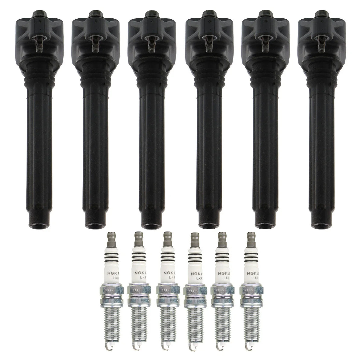 Set of 6 Ignition Coils & NGK Ruthenium HX Spark Plugs for Dodge Avenger (2008–2014)