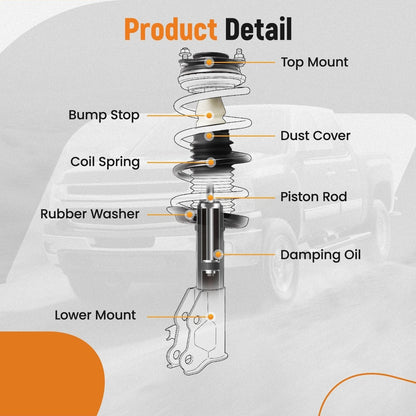 Front Struts Rear Shocks Sway Bar Kit for Silverado Sierra 1500 4WD (2014–2018)