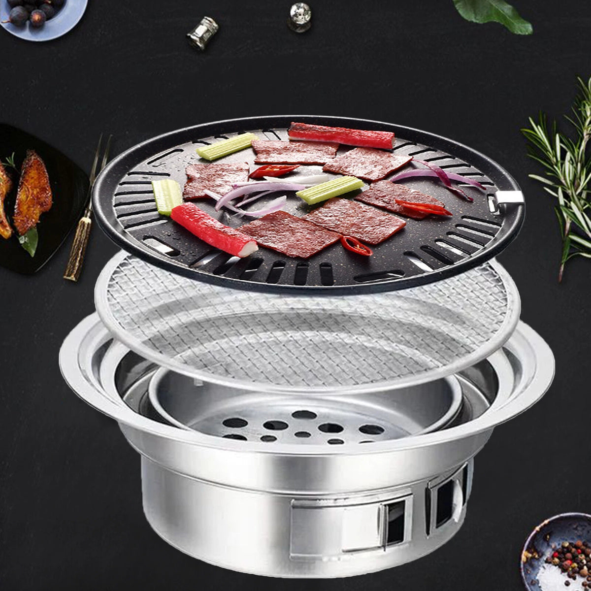 40cm Portable Charcoal BBQ Grill for Outdoor Camping Picnic