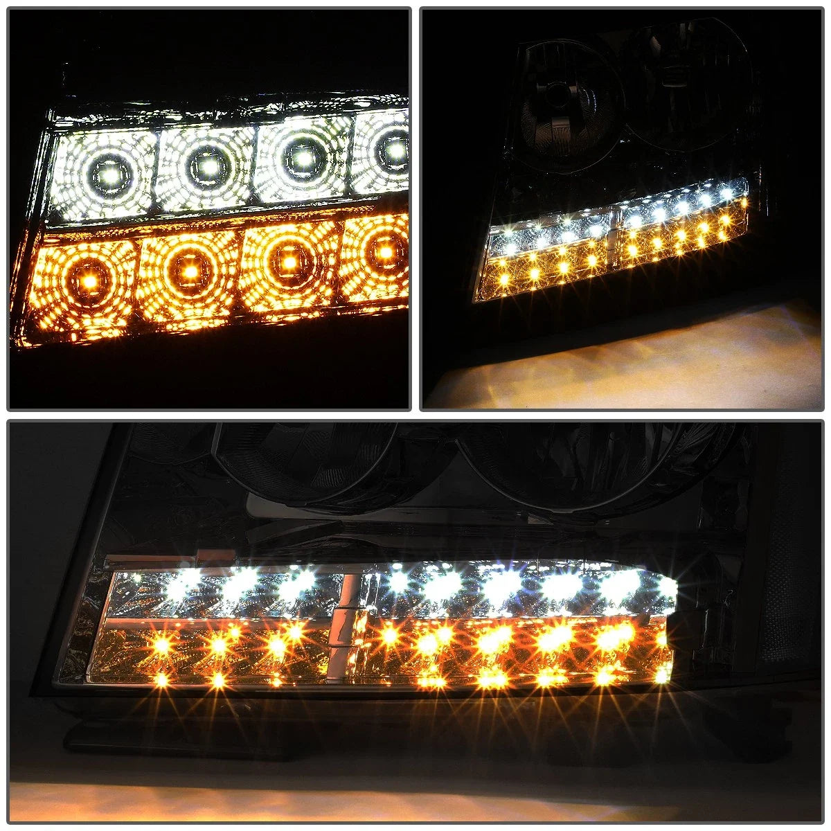 LED DRL Tube Smoked Clear Side Headlights for Tahoe Suburban (2007–2014)