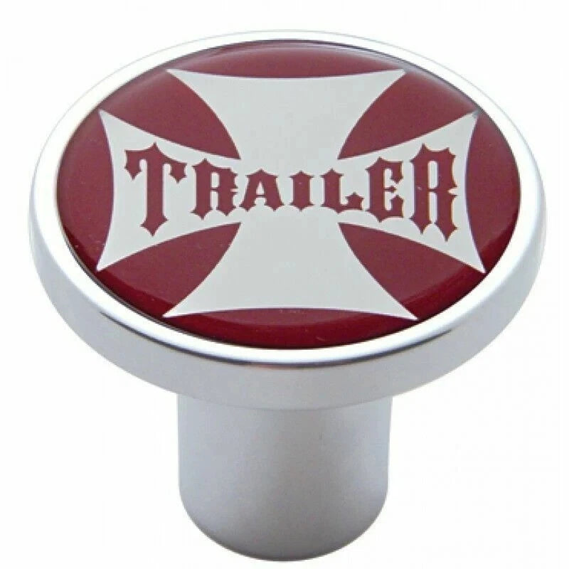 Chrome Air Brake Knob for Trailer with Red Maltese Cross Sticker (23664)
